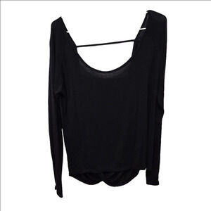 ZYIA Active Namaste Black Open Back Long Sleeve Top